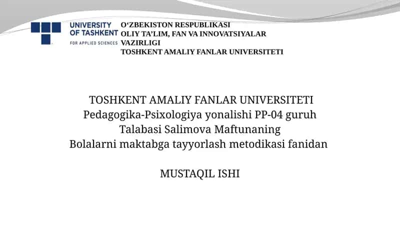 Maktabga tayyorgarlikning psixologik-pedagogik asoslari