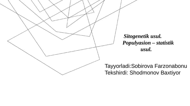 Odam genetikasini o'rganish usullari