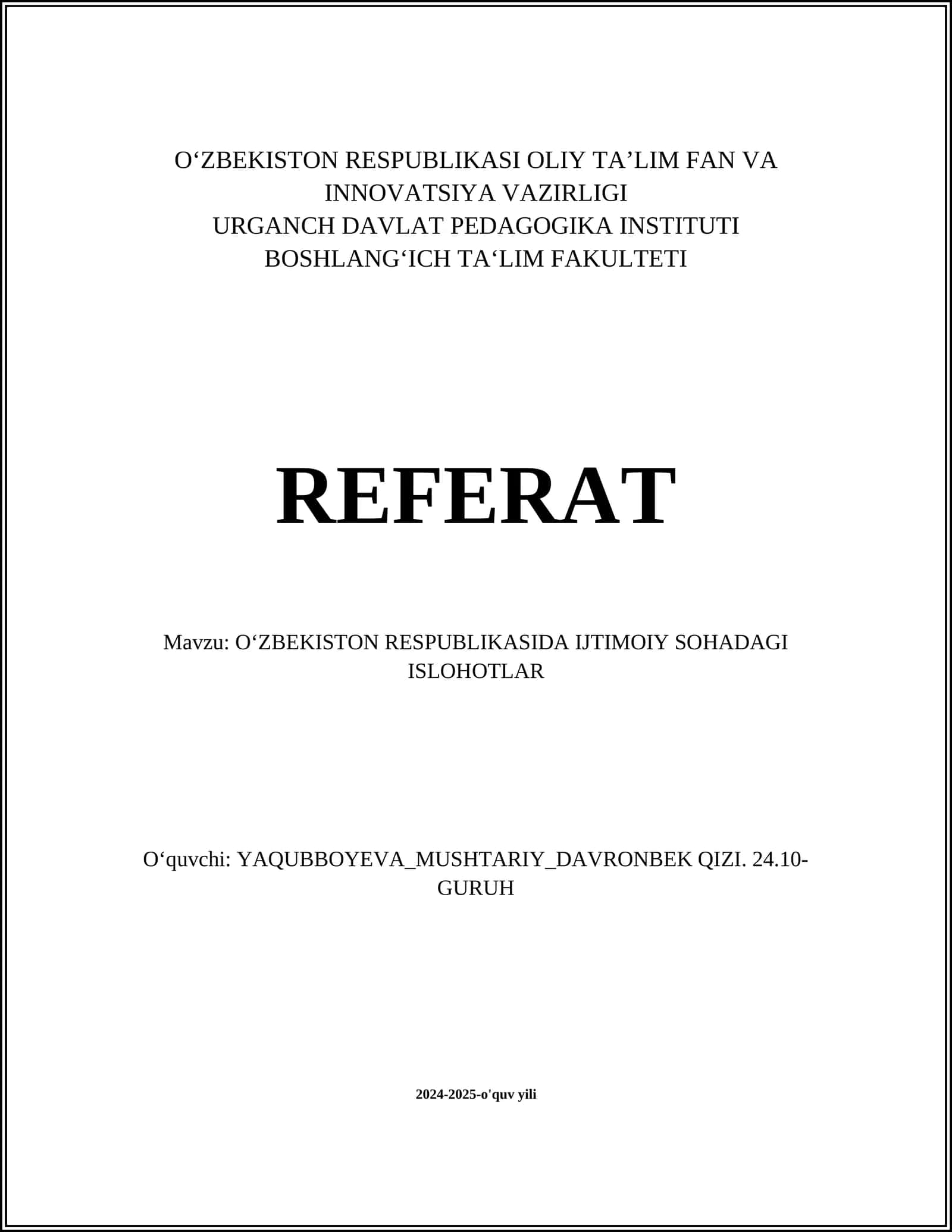 Ta'lim tizimida islohotlar