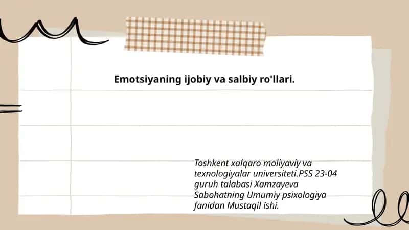 Umumiy psixologiya fanidan Mustaqil ish