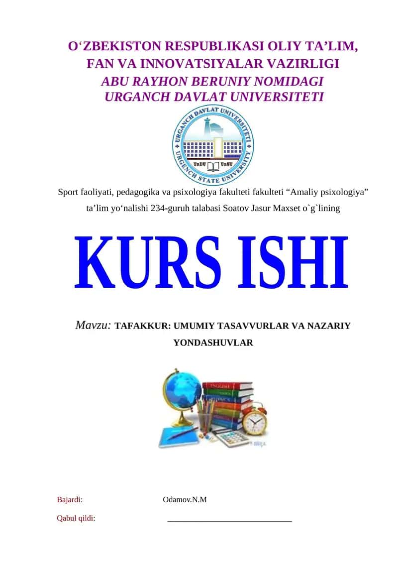 TAFAKKUR: UMUMIY TASAVVURLAR VA NAZARIY YONDASHUVLAR