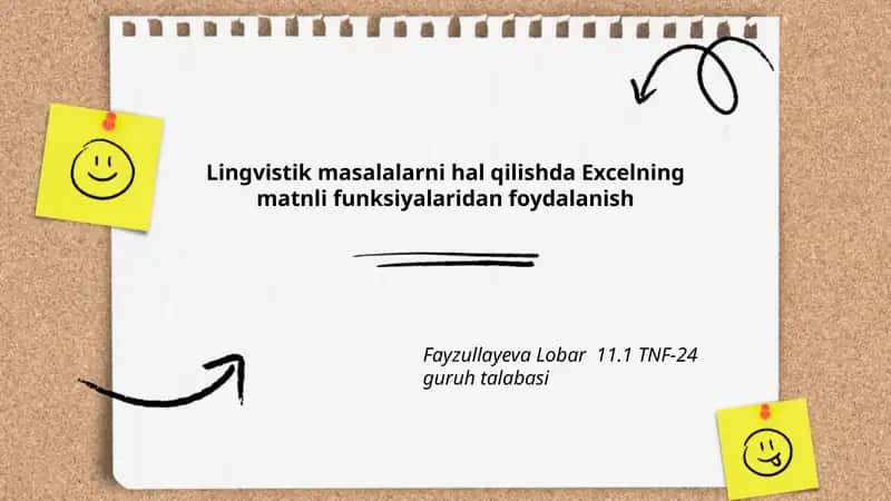 Lingvistik masalalarni hal qilishda Excelning matnli funksiyalaridan foydalanish