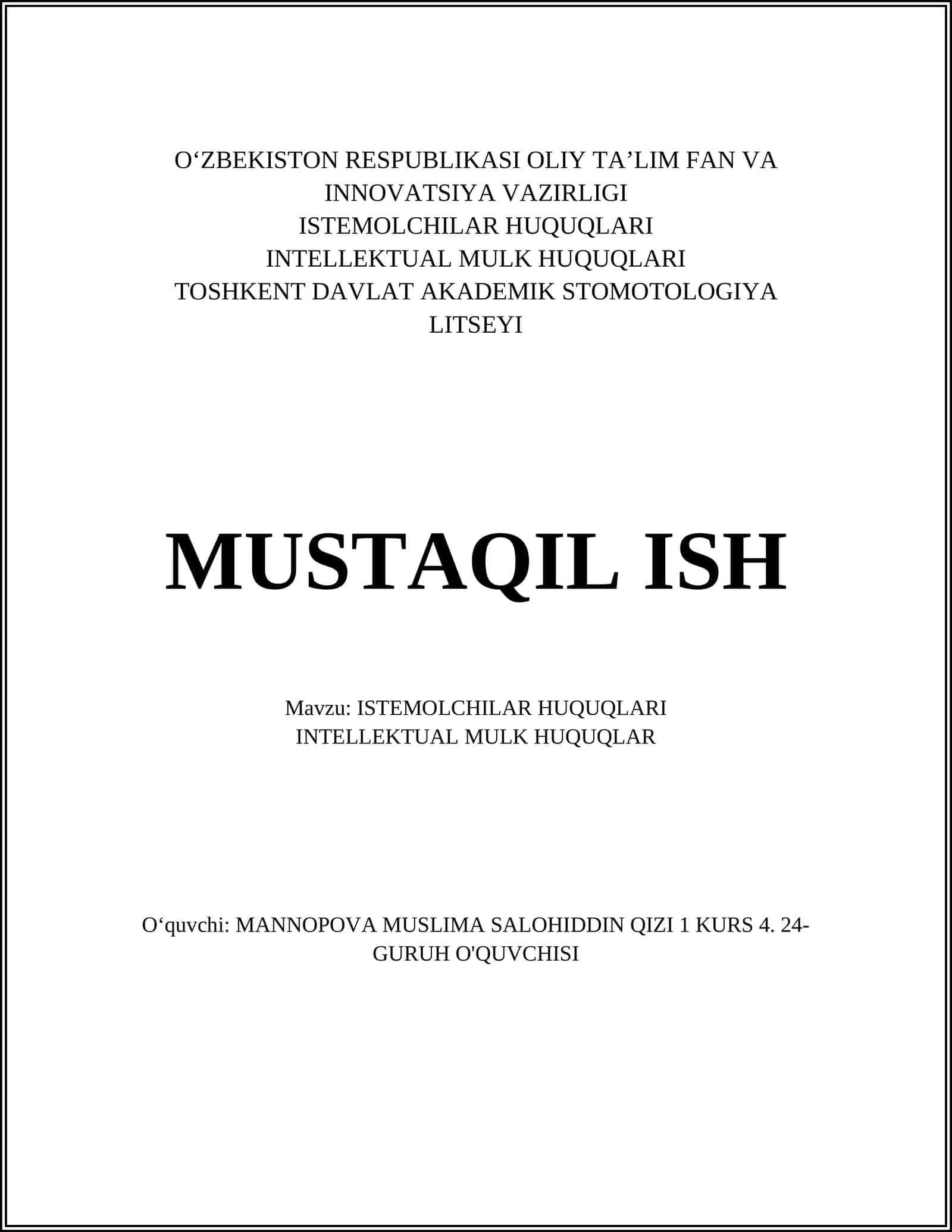 ISTEMOLCHILAR HUQUQLARI