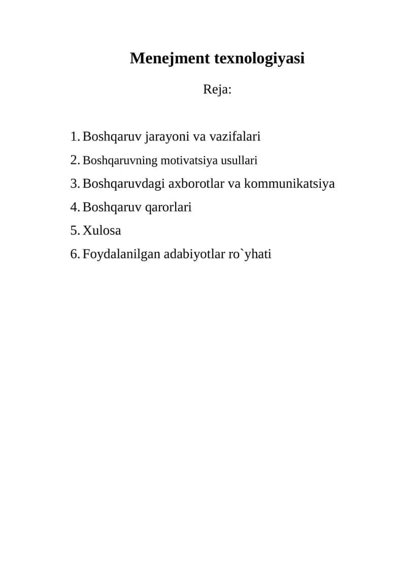 Menejment texnologiyasi