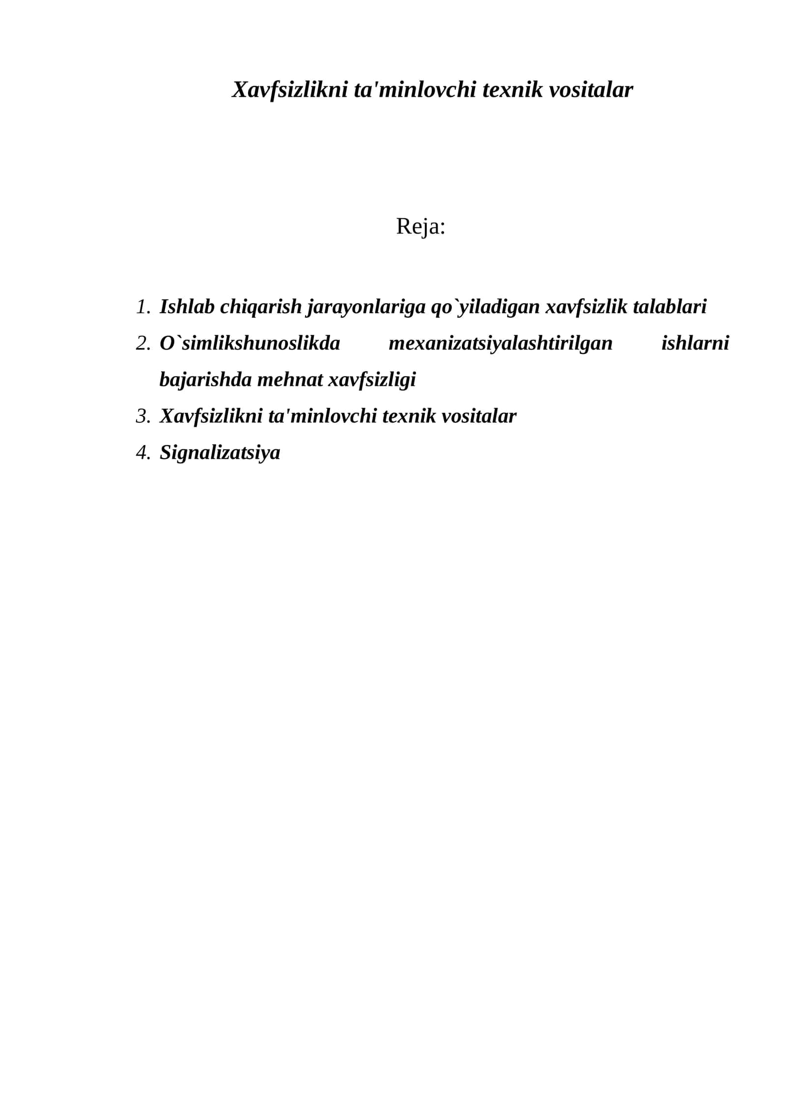 Xavfsizlikni ta'minlovchi tеxnik vositalar