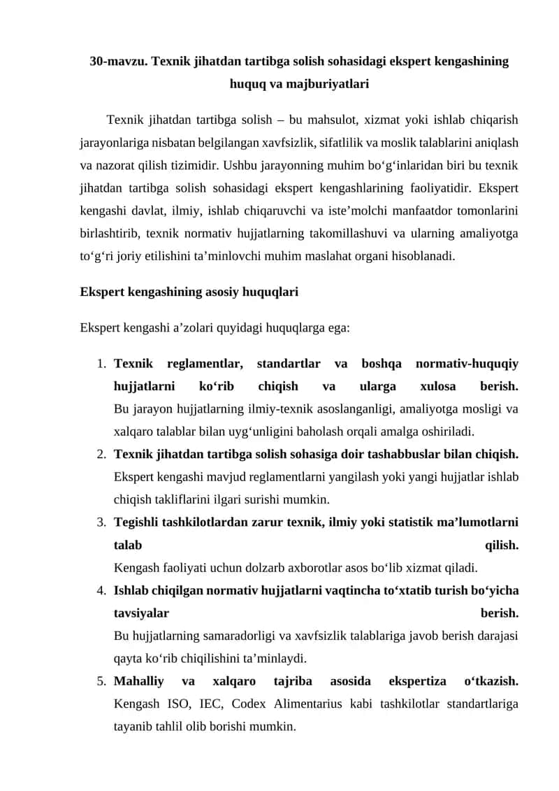 Ekspert kengashining huquq va majburiyatlari