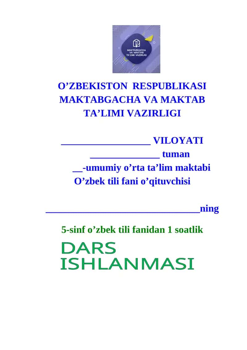 Transport mavzusida dars ishlanma