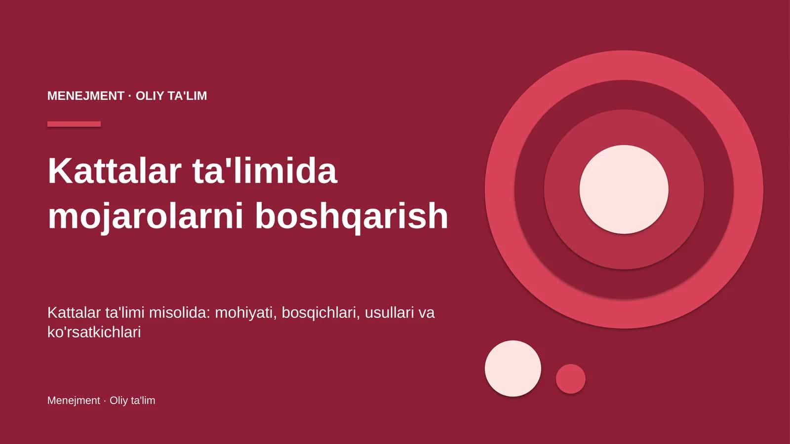 Kattalar ta'limida mojarolarni boshqarish