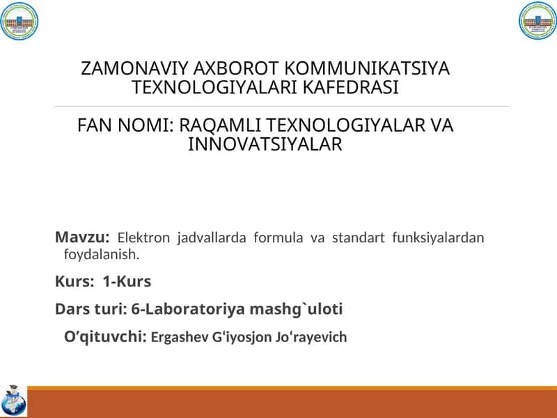 RAQAMLI TEXNOLOGIYALAR VA INNOVATSIYALAR