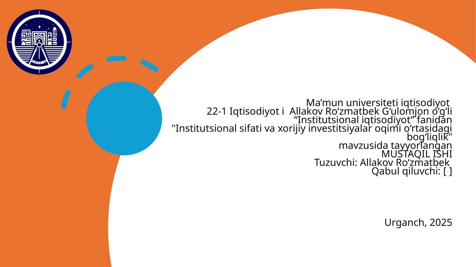 Institutsional sifati va xorijiy investitsiyalar oqimi o‘rtasidagi bog‘liqlik