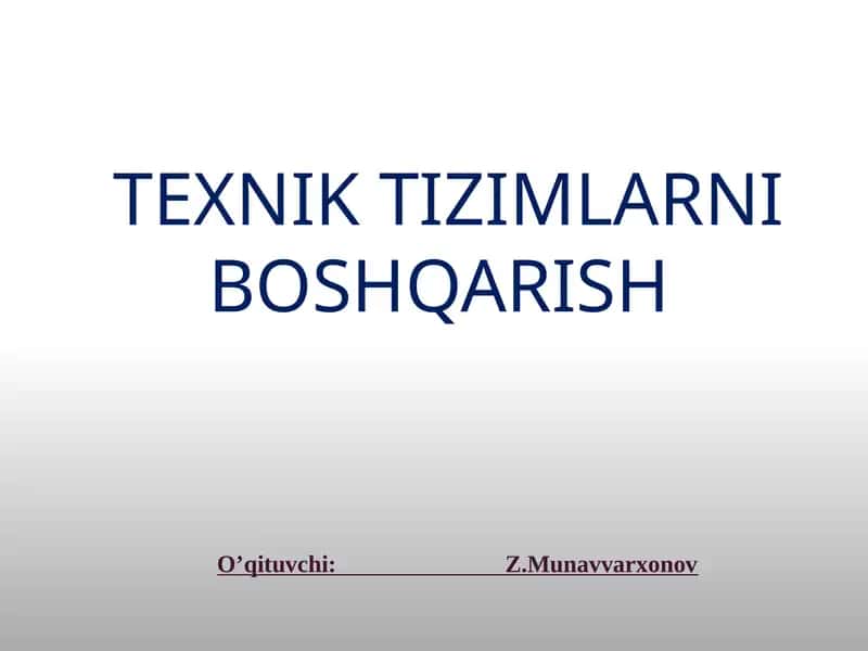 Bosh mexanika bo‘limi ishinio‘rganish