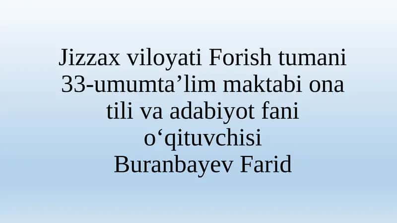 Ravish so‘z turkumi (umumiy 8 soat)