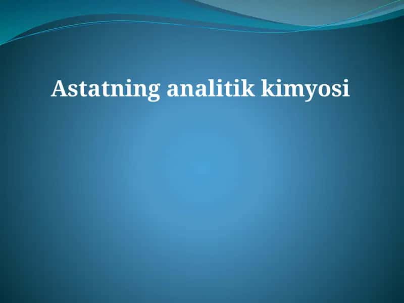 Astatning analitik kimyosi