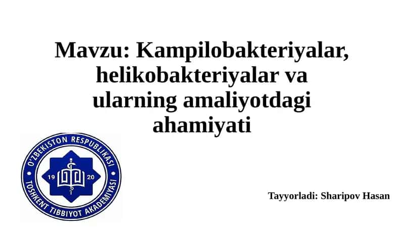 Kampilobakteriyalar, helikobakteriyalar va ularning amaliyotdagi ahamiyati