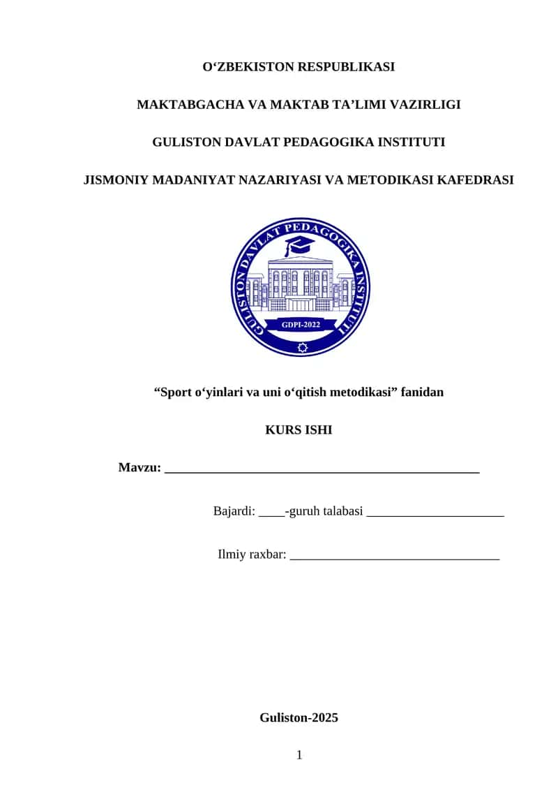 Sport o‘yinlari va uni o‘qitish metodikasi