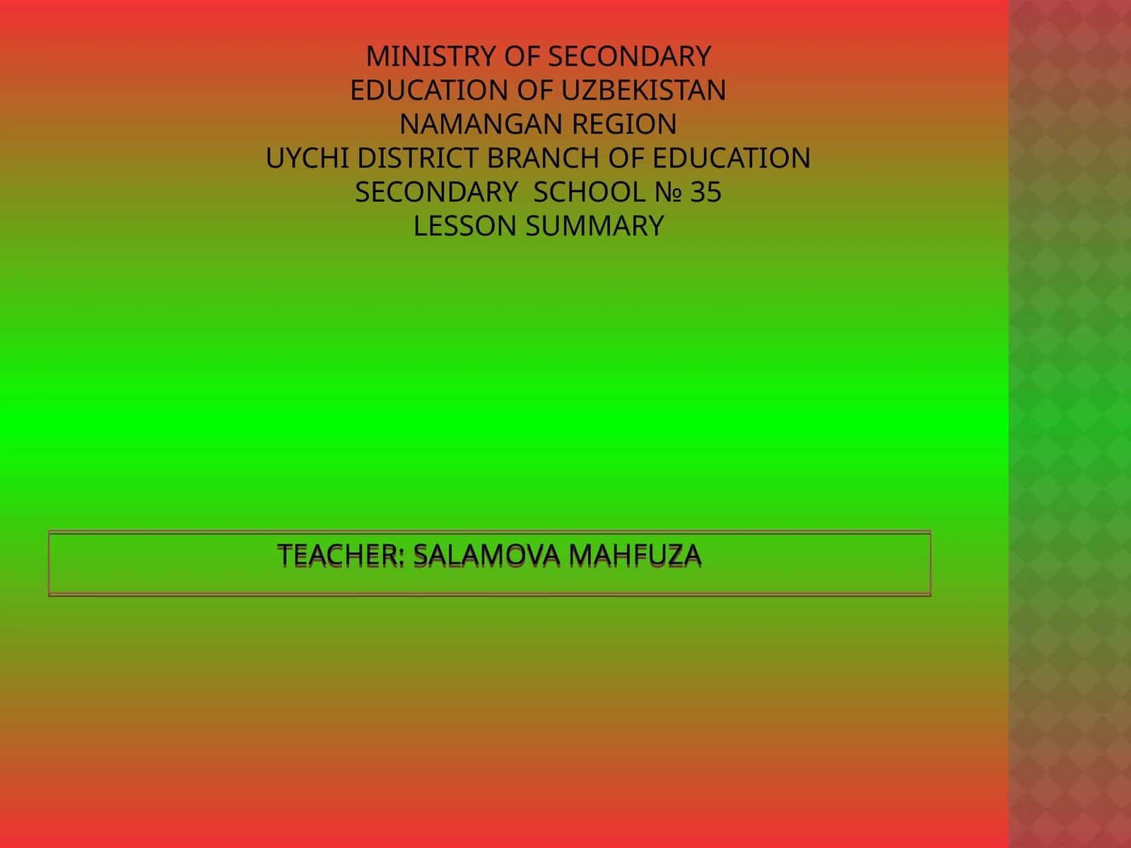 LESSON SUMMARY