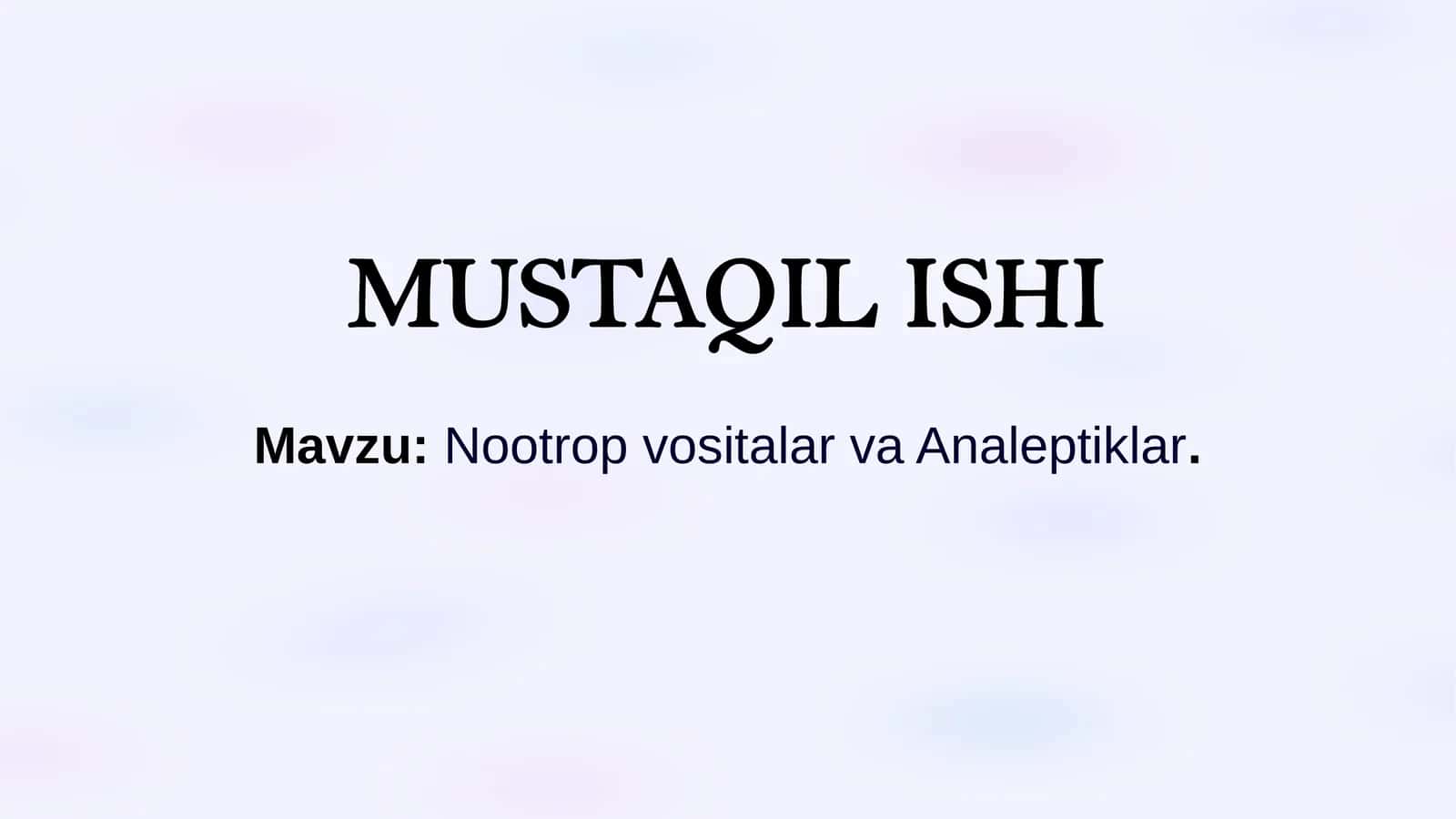 Nootrop vositalar va Analeptiklar