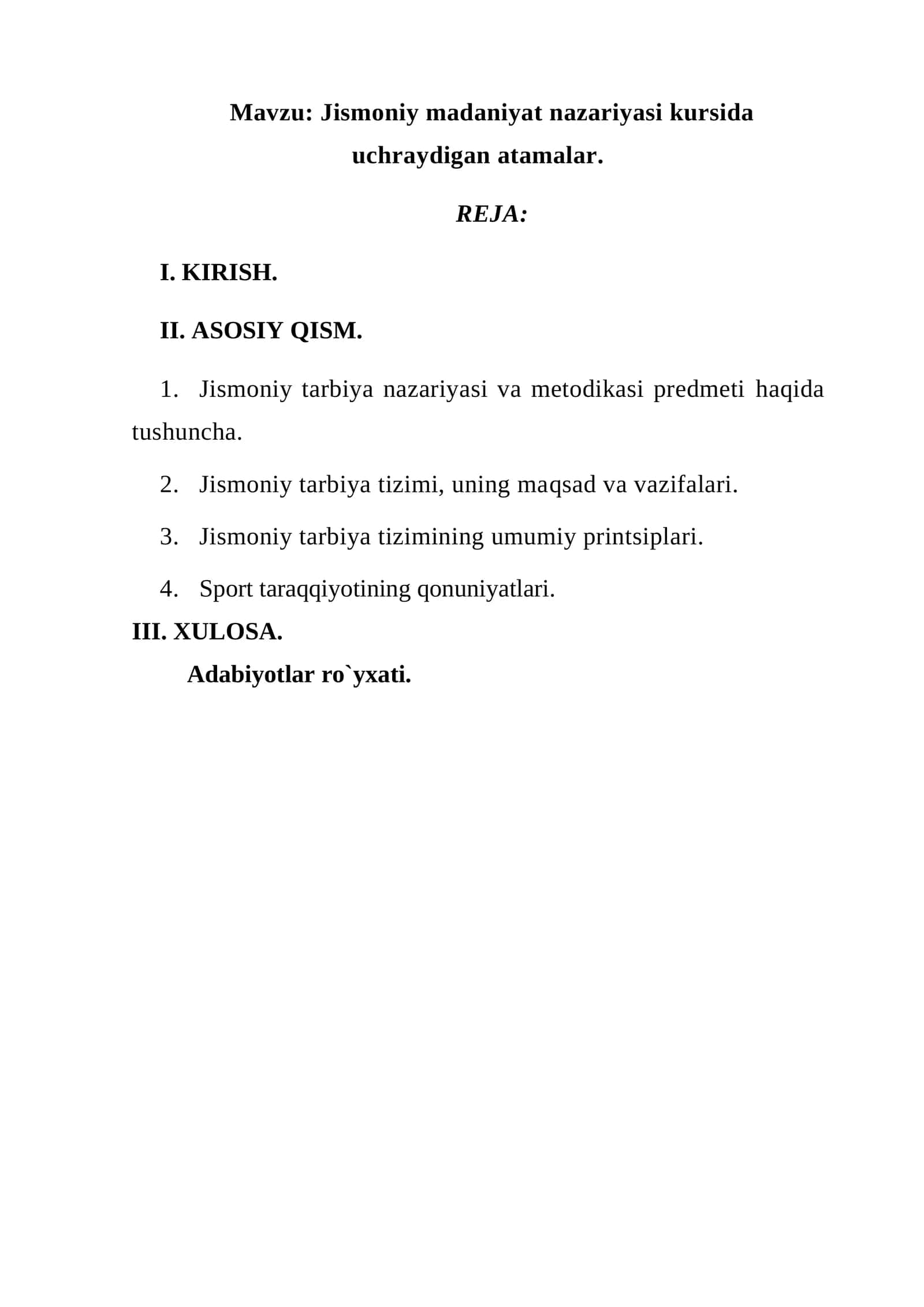 Jismoniy madaniyat nazariyasi kursi