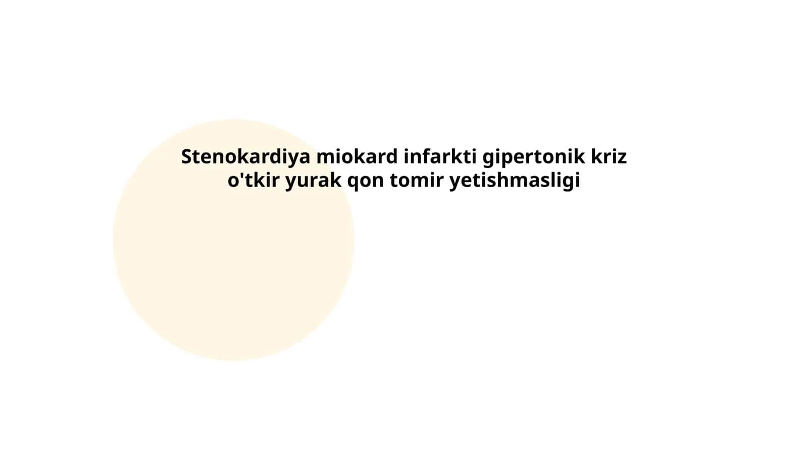 Stenokardiya miokard infarkti gipertonik kriz o'tkir yurak qon tomir yetishmasligi - Maxamadjonova Iroda
