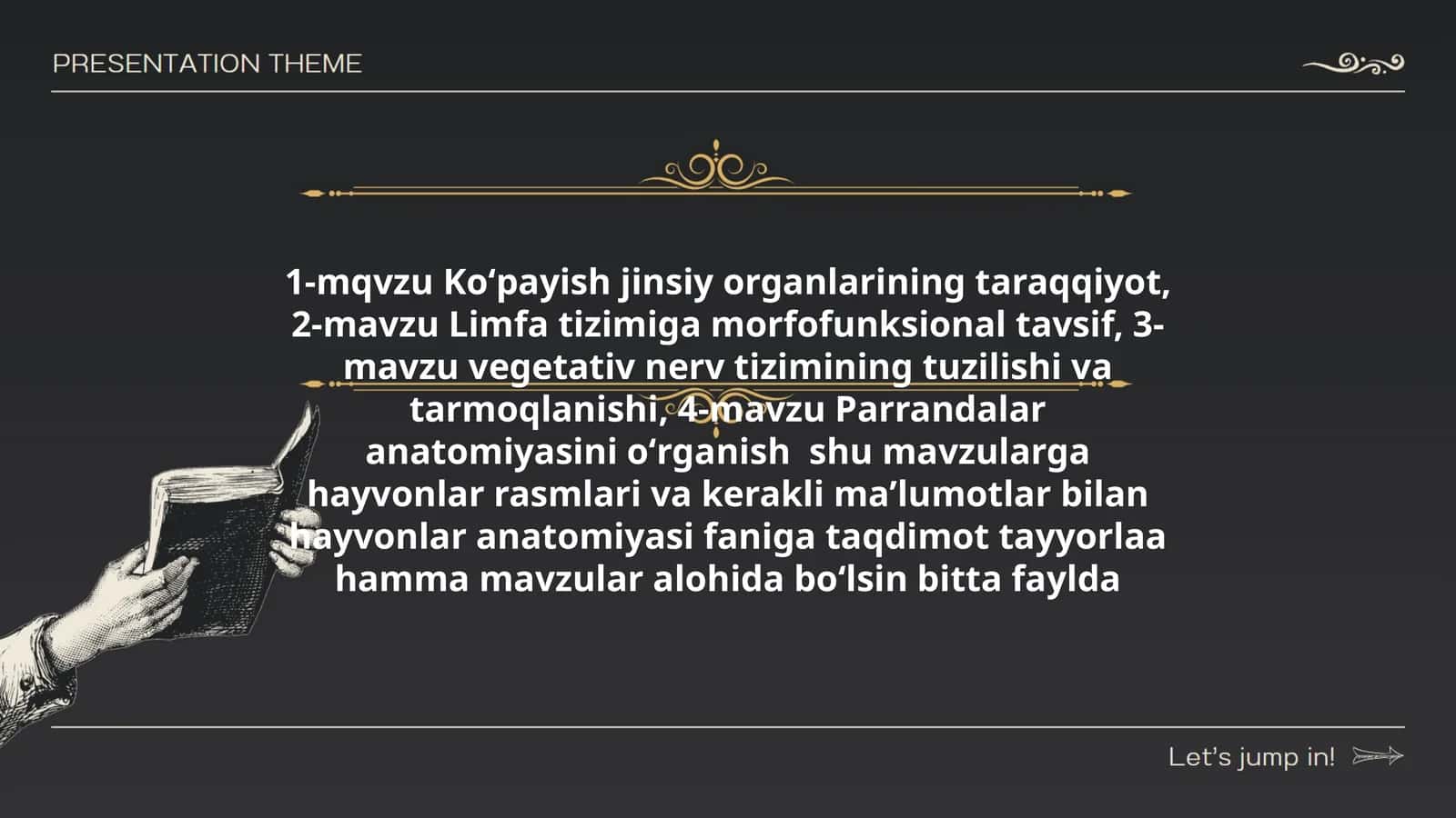 hayvonlar anatomiyasi faniga taqdimot