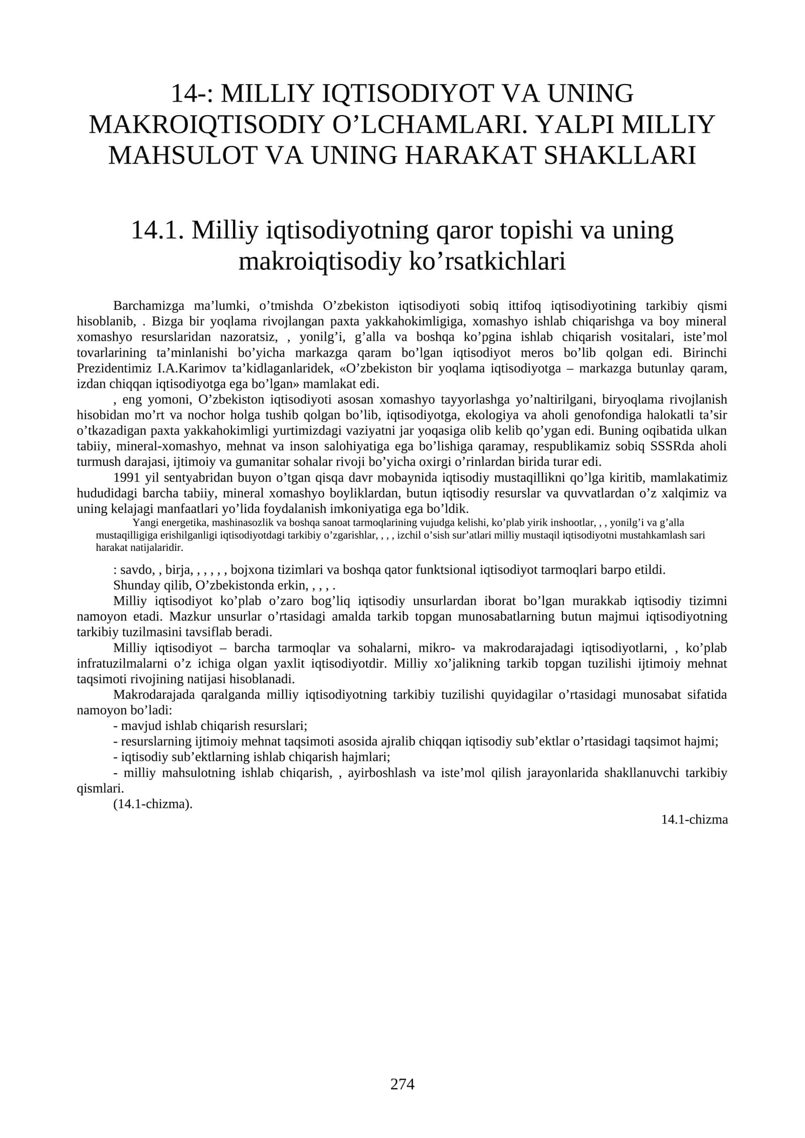 MILLIY IQTISODIYOT VA UNING MAKROIQTISODIY O’LCHAMLARI
