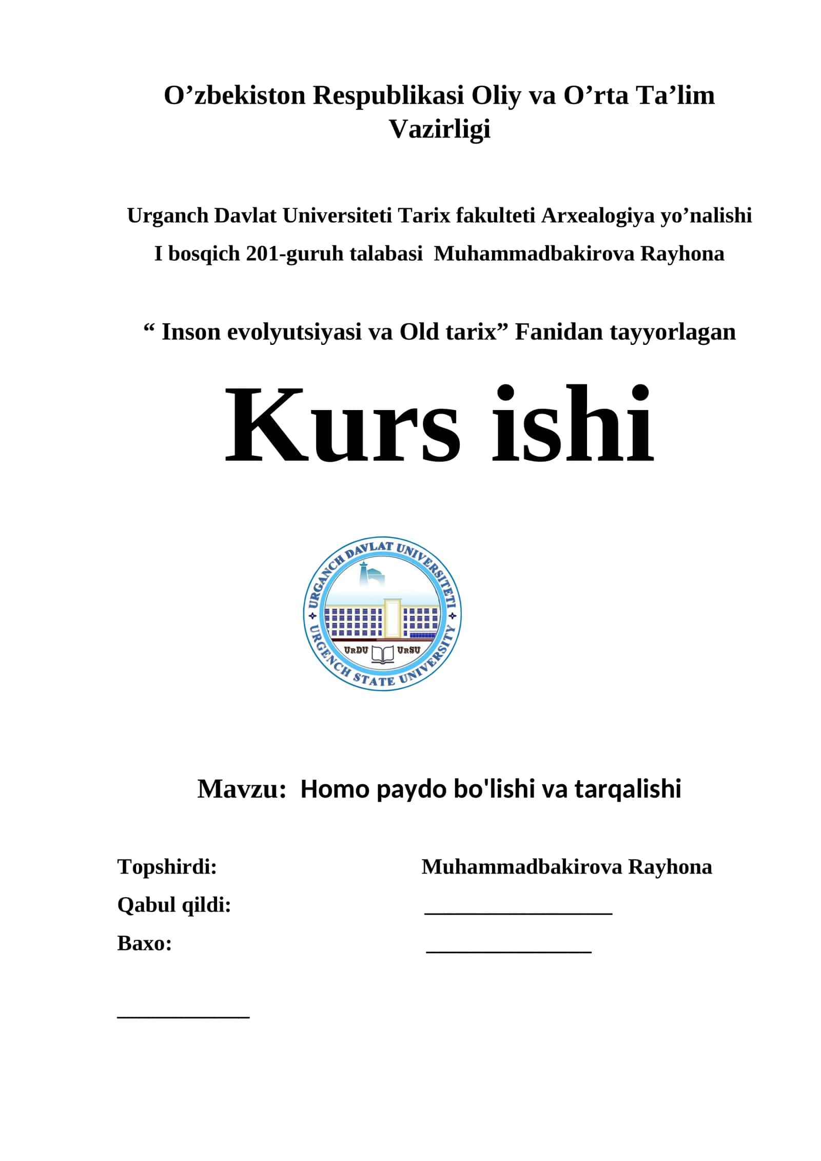 Inson evolyutsiyasi va Old tarix