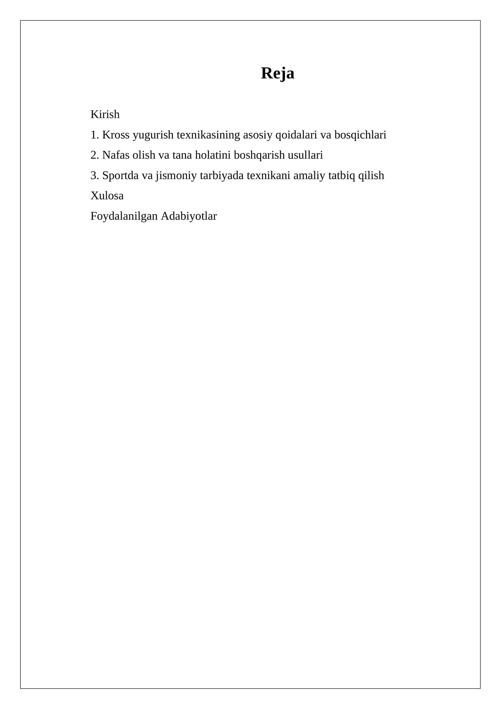 Kross yugurish texnikasini o`rgatish