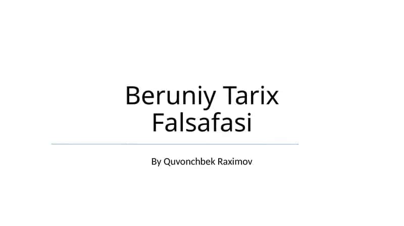 Beruniy Tarix Falsafasi