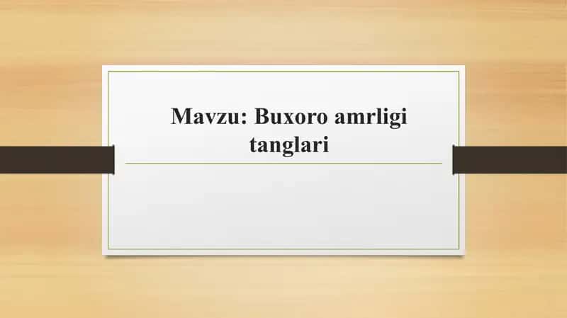 Buxoro amrligi tanglari