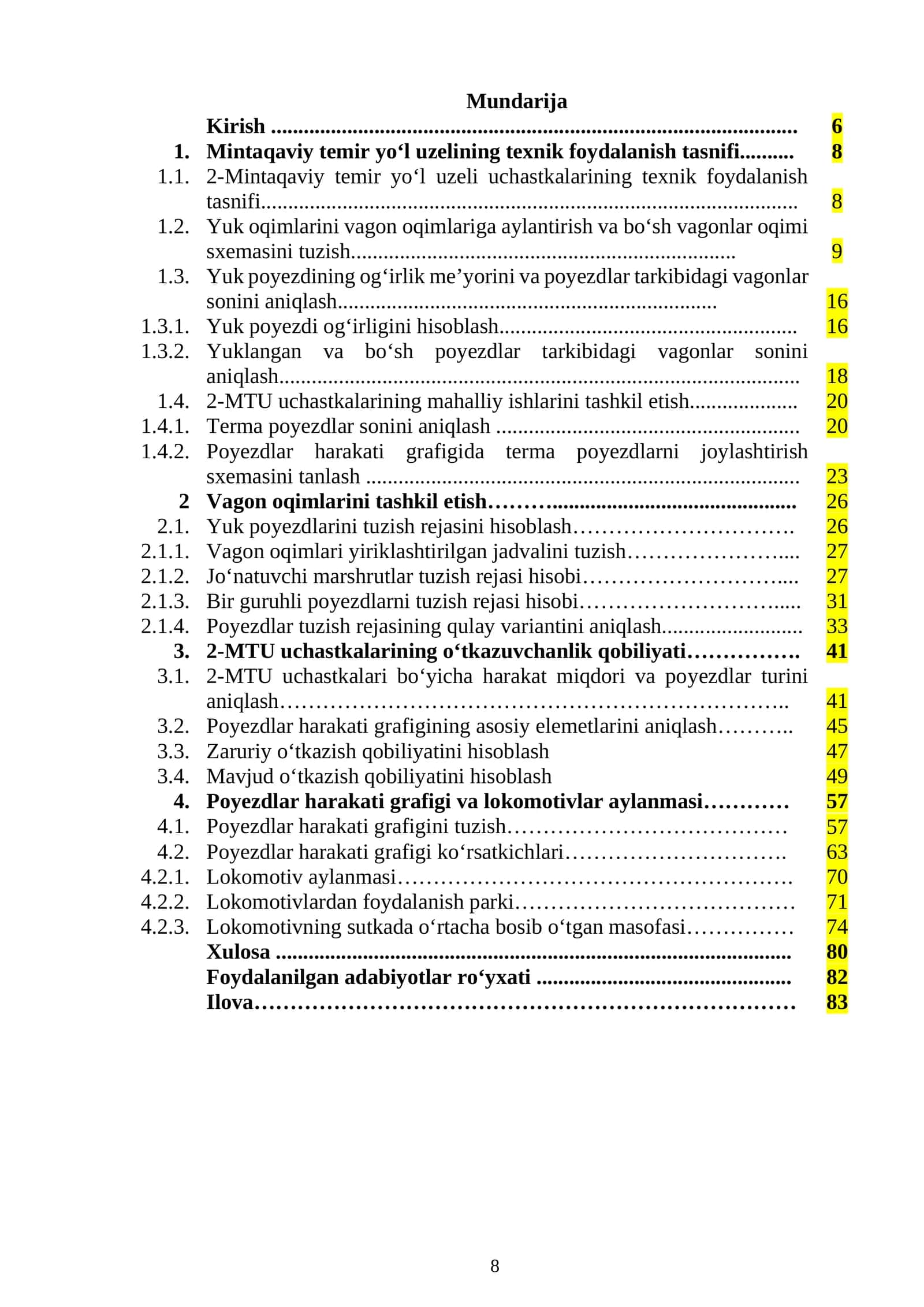 mintaqaviy temir yoʻl uzelining foydalanish tavsifi
