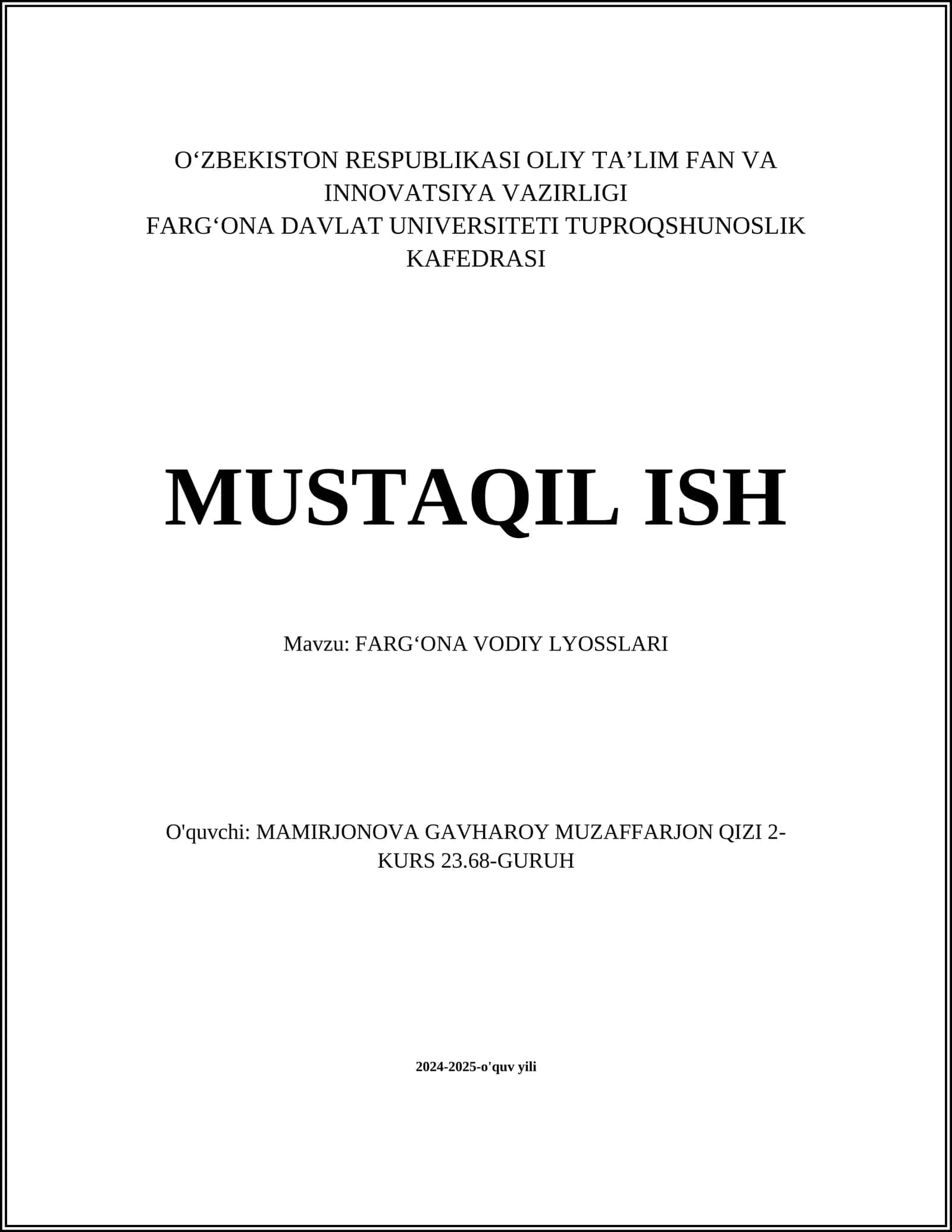 FARG‘ONA VODIY LYOSSLARI