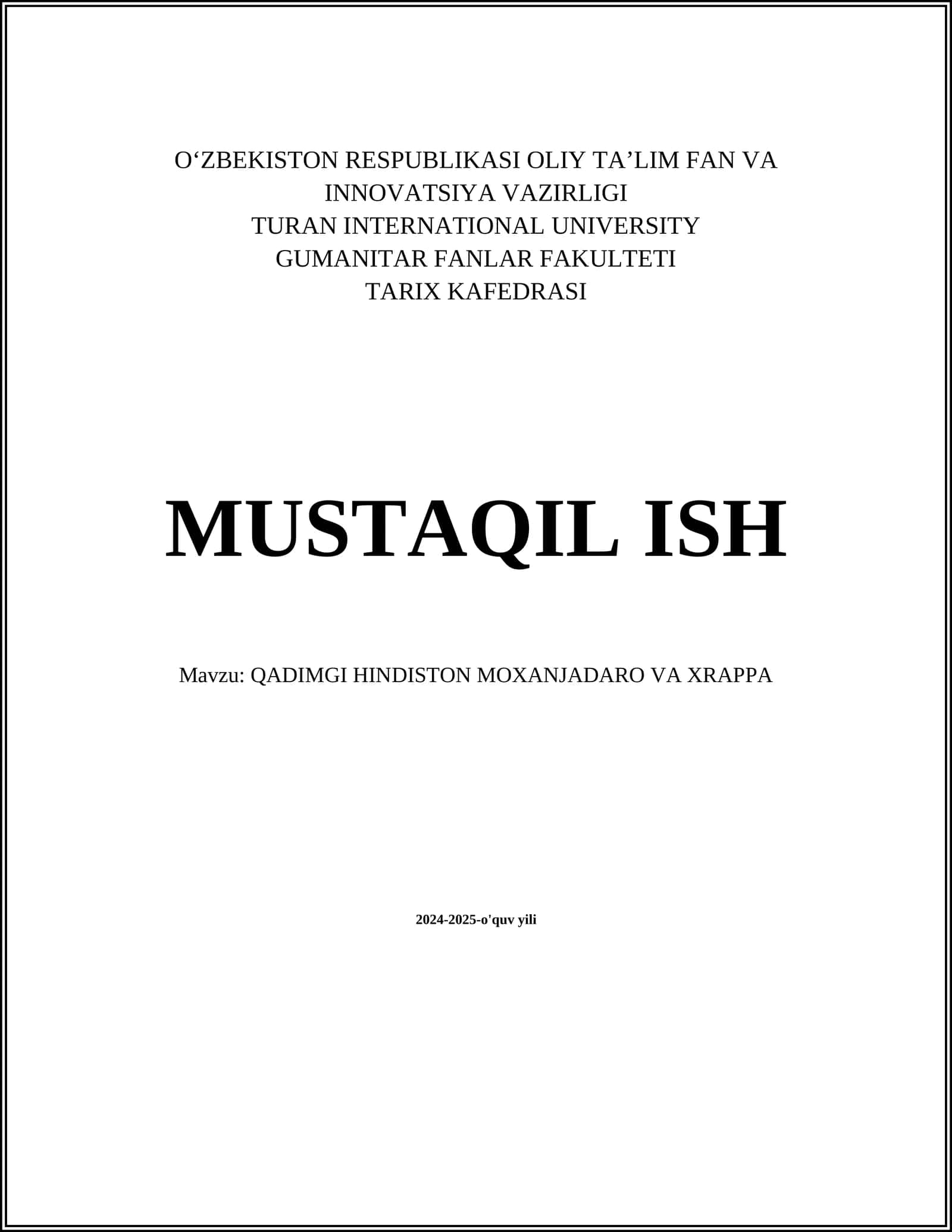QADIMGI HINDISTON MOXANJADARO VA XRAPPA
