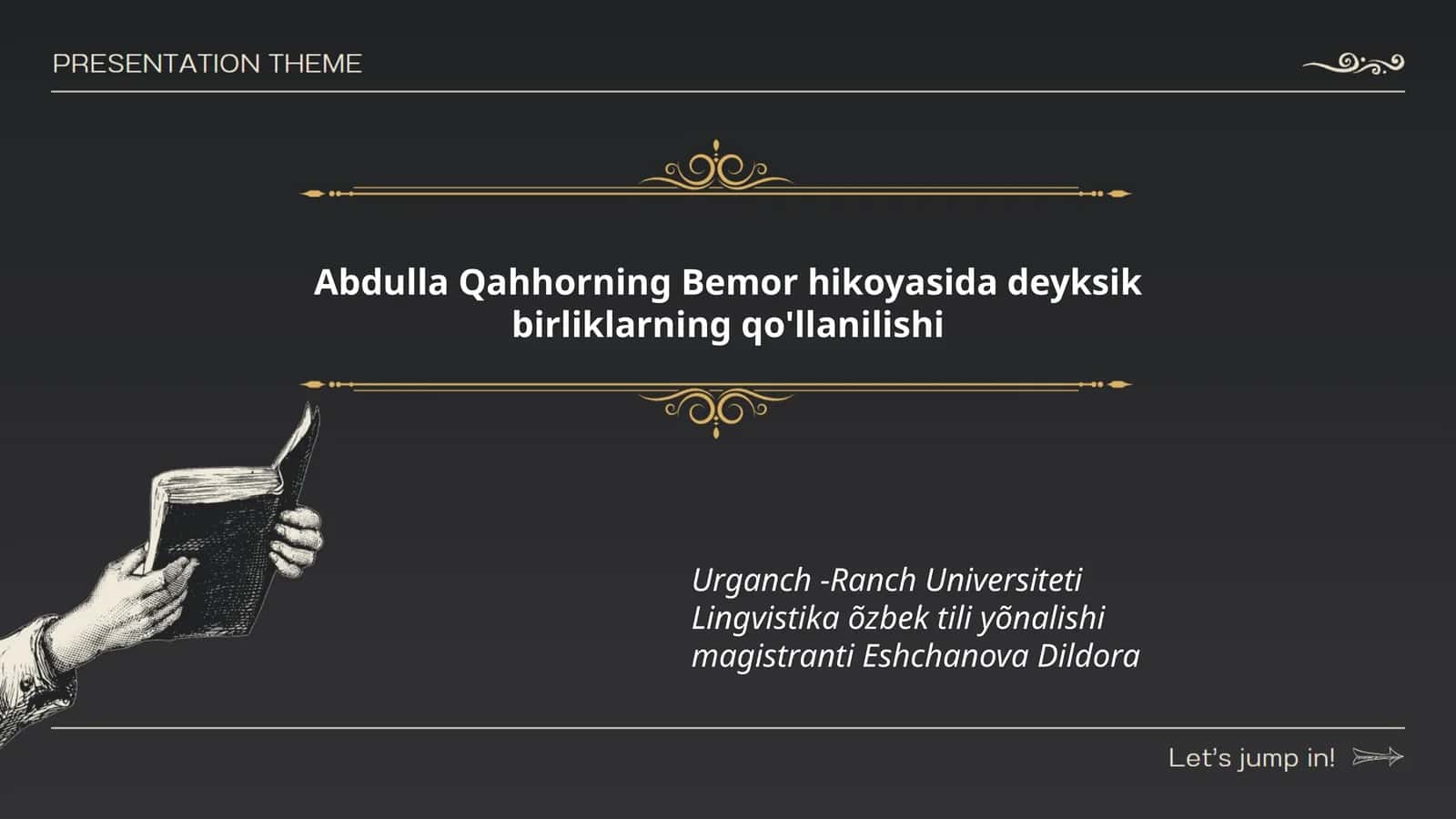 Abdulla Qahhorning Bemor hikoyasida deyksik birliklarning qo'llanilishi