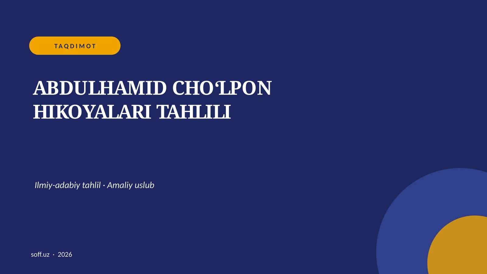 ABDULHAMID CHOʻLPON HIKOYALARI TAHLILI