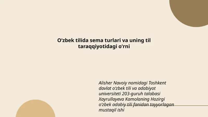 Oʻzbek tilida sema turlari va uning til taraqqiyotidagi oʻrni