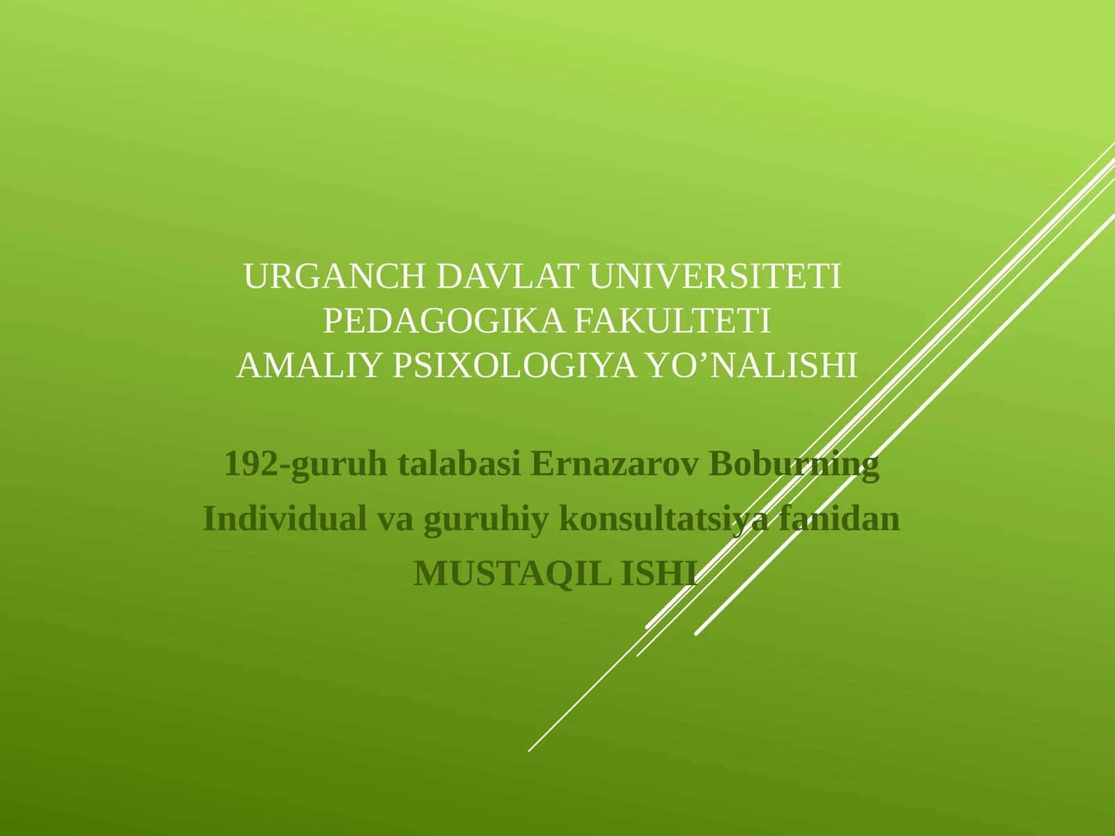 AMALIY PSIXOLOGIYA YO’NALISHI