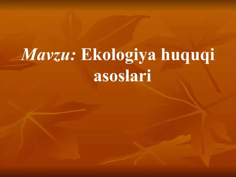 Ekologiya huquqi asoslari