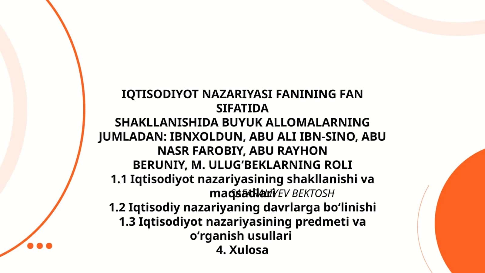 Iqtisodiyot Nazariyasi Fanining Fan Sifatida