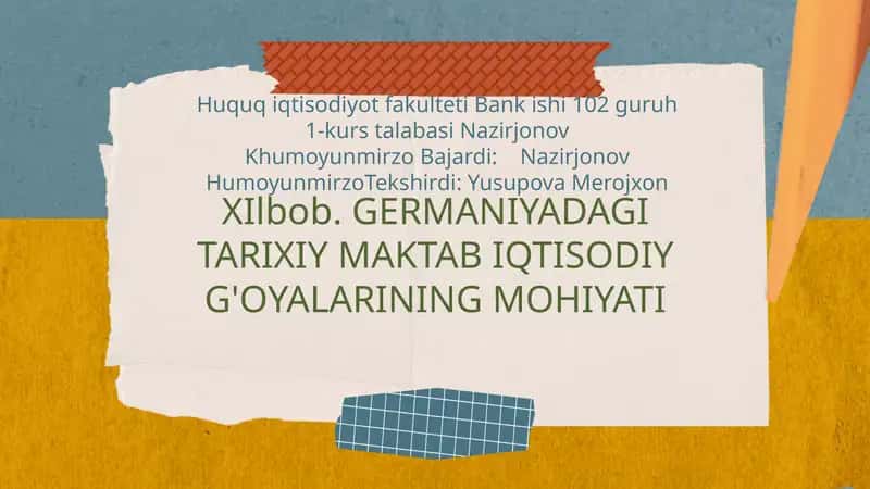 GERMANIYADAGI TARIXIY MAKTAB IQTISODIY G'OYALARINING MOHIYATI