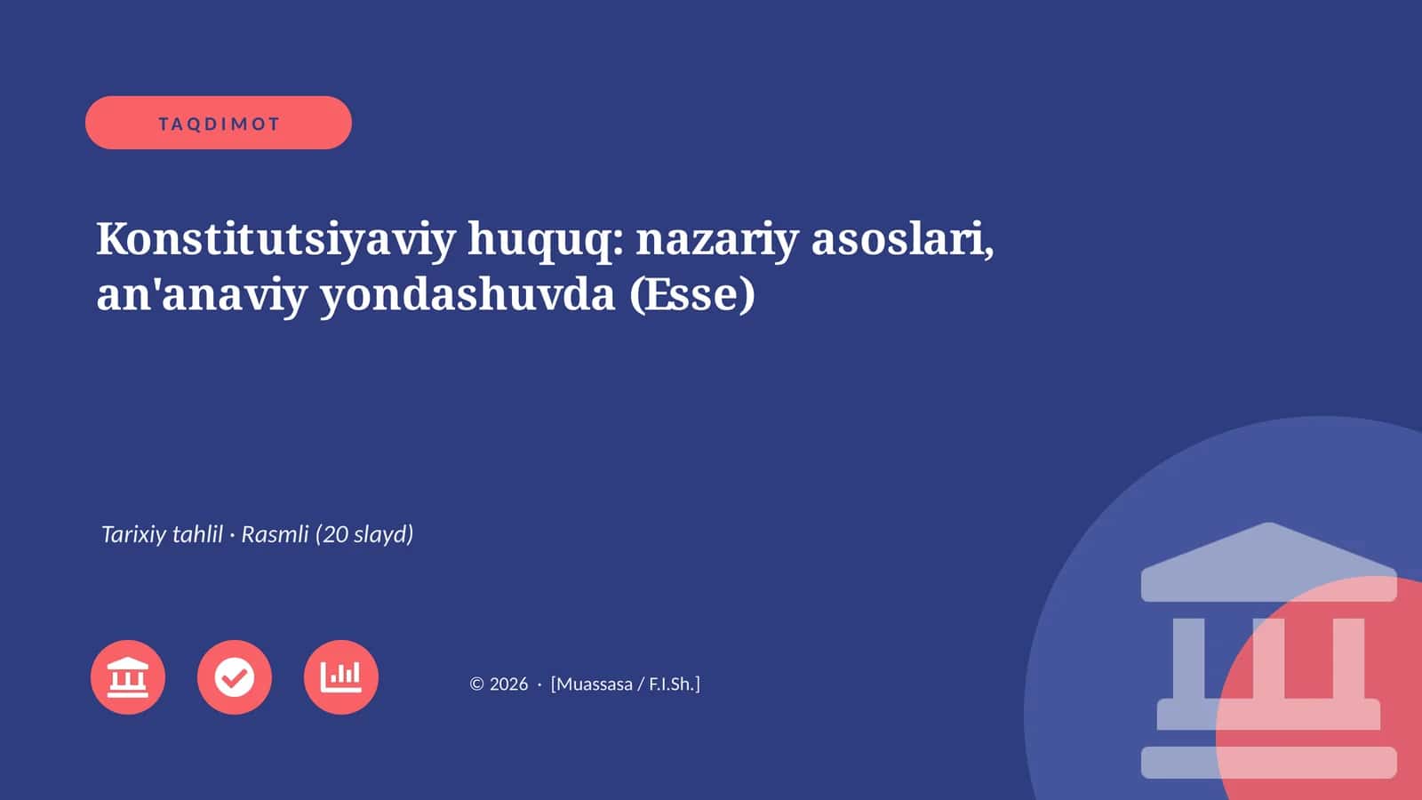 Konstitutsiyaviy huquq: nazariy asoslari, an'anaviy yondashuvda (Esse)