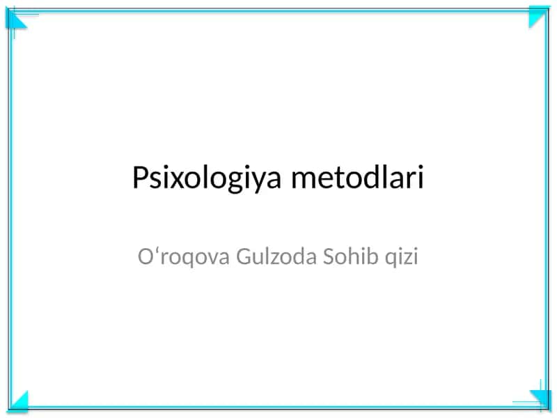 Psixologiya metodlari