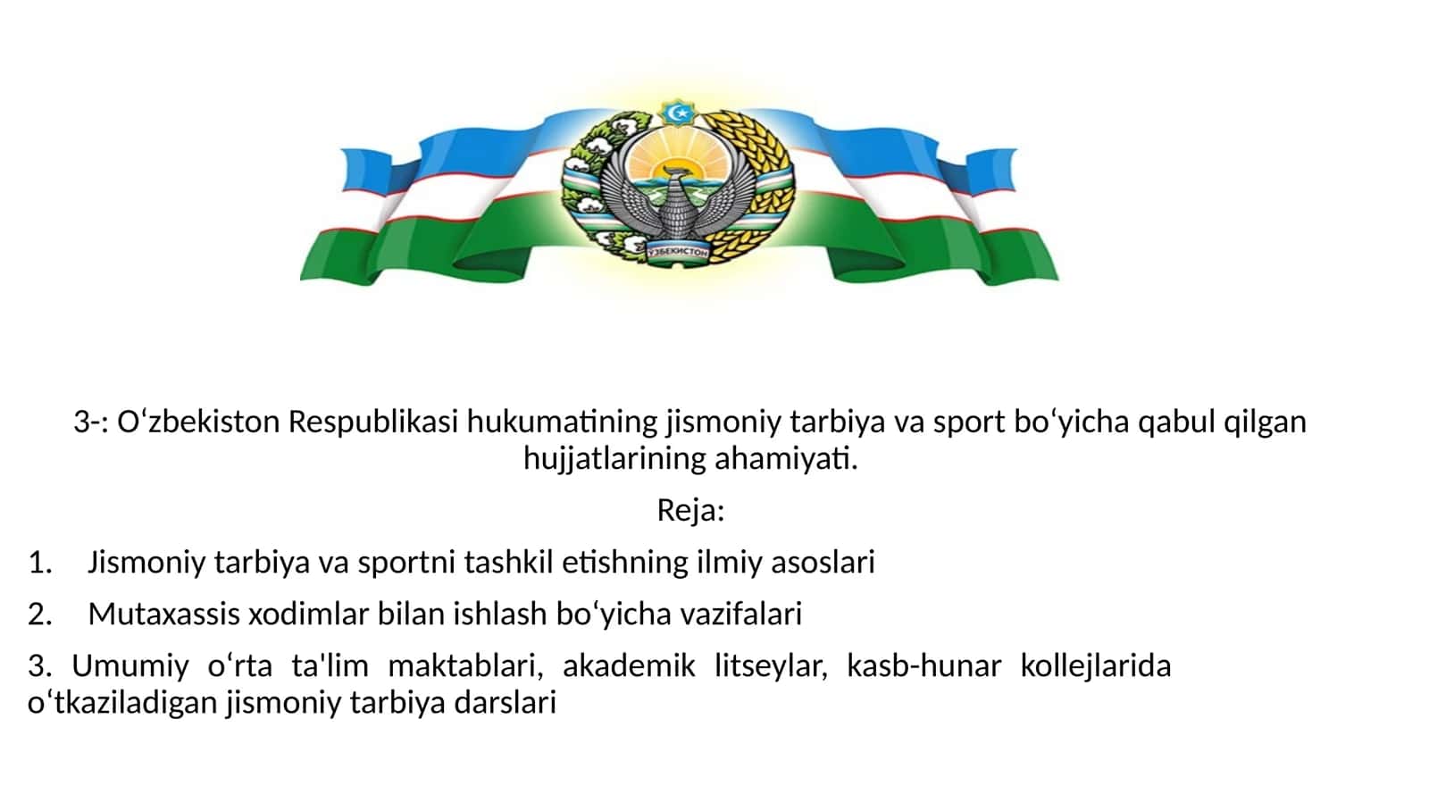 Jismoniy tarbiya va sportni tashkil etishning ilmiy asoslari