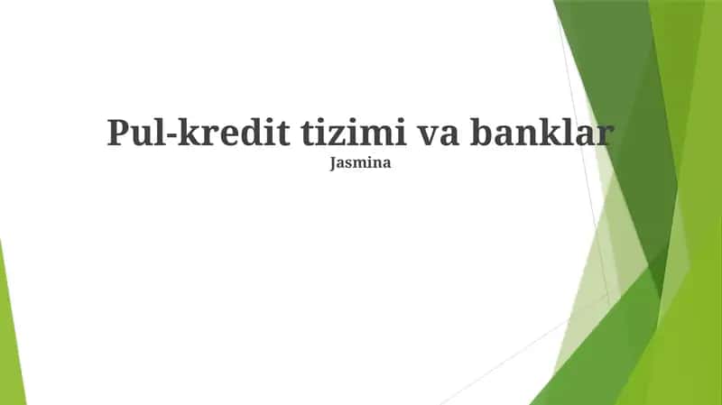 Banklar kredit sistemasida markaziy rol o'ynaydi, turli kredit mahsulotlarini taklif qiladi va qarzni boshqaradi. Ular kredit tarixi va reytinglaridan foydalanib, kreditga layoqatlilikni baholaydi va xavf darajasiga qarab foiz stavkalarini belgilaydi