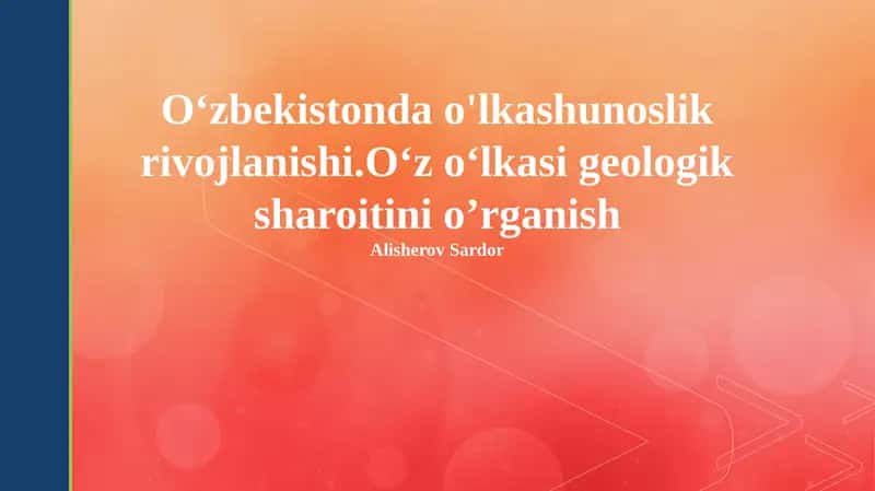 Viloyatning Geologik Sharoitlarini Oʻrganish