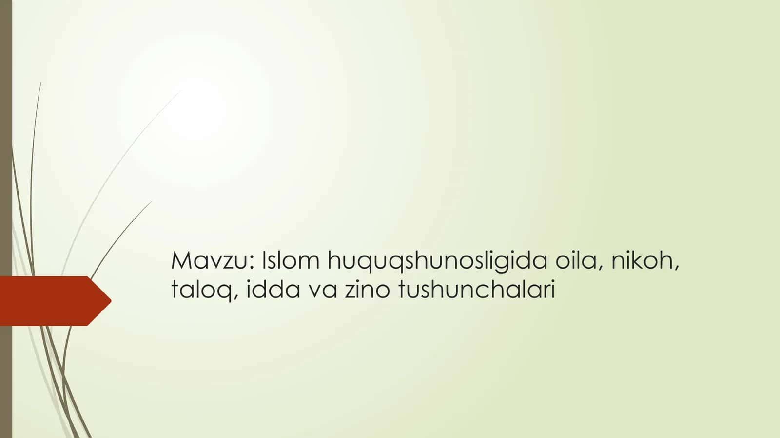Islom huquqshunosligida oila, nikoh, taloq, idda va zino tushunchalari