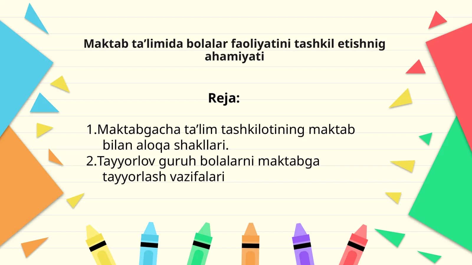 Maktabgacha ta’lim tashkilotining maktab bilan aloqa shakllari