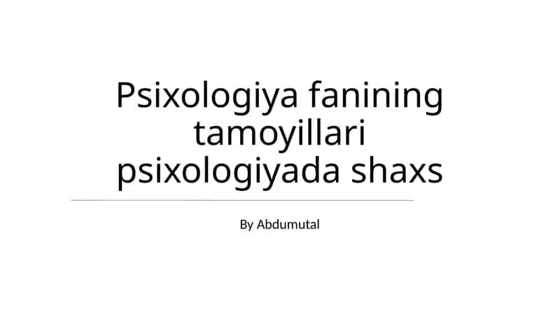 Psixologiya fanining tamoyillari