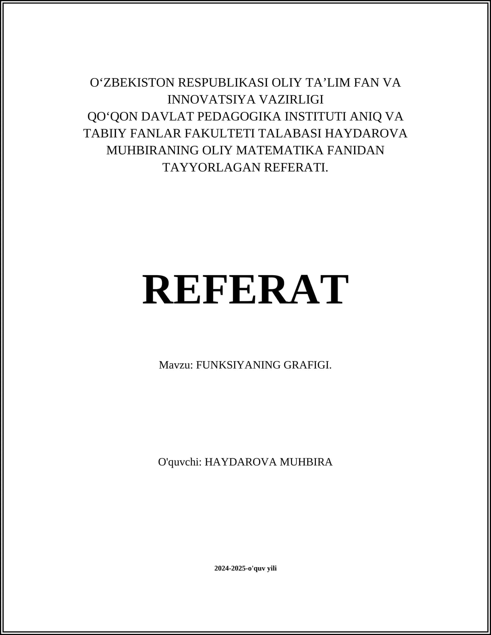 FUNKSIYANING GRAFIGI
