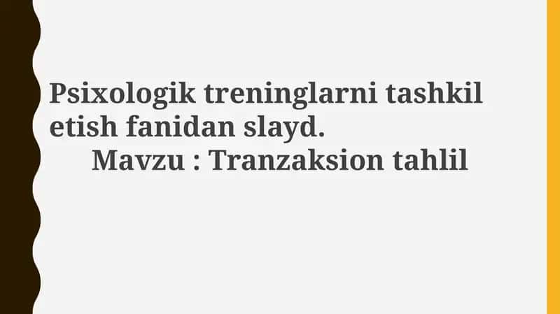 Transaksion Tahlil Psixologik Trening
