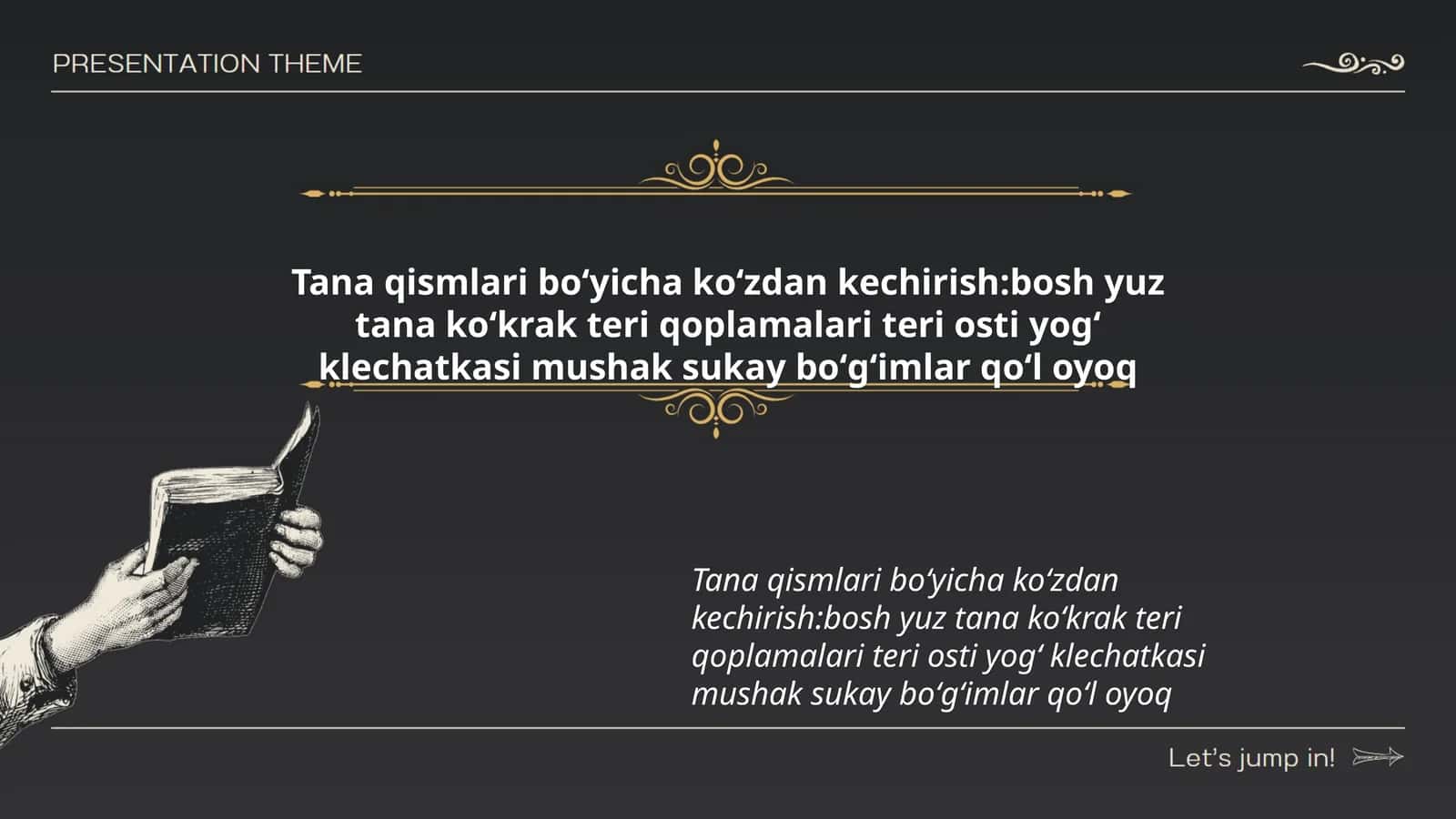 Tana qismlari boʻyicha koʻzdan kechirish